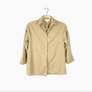 Genny Beige Long Sleeve Button-Down‎ Shirt Size 8